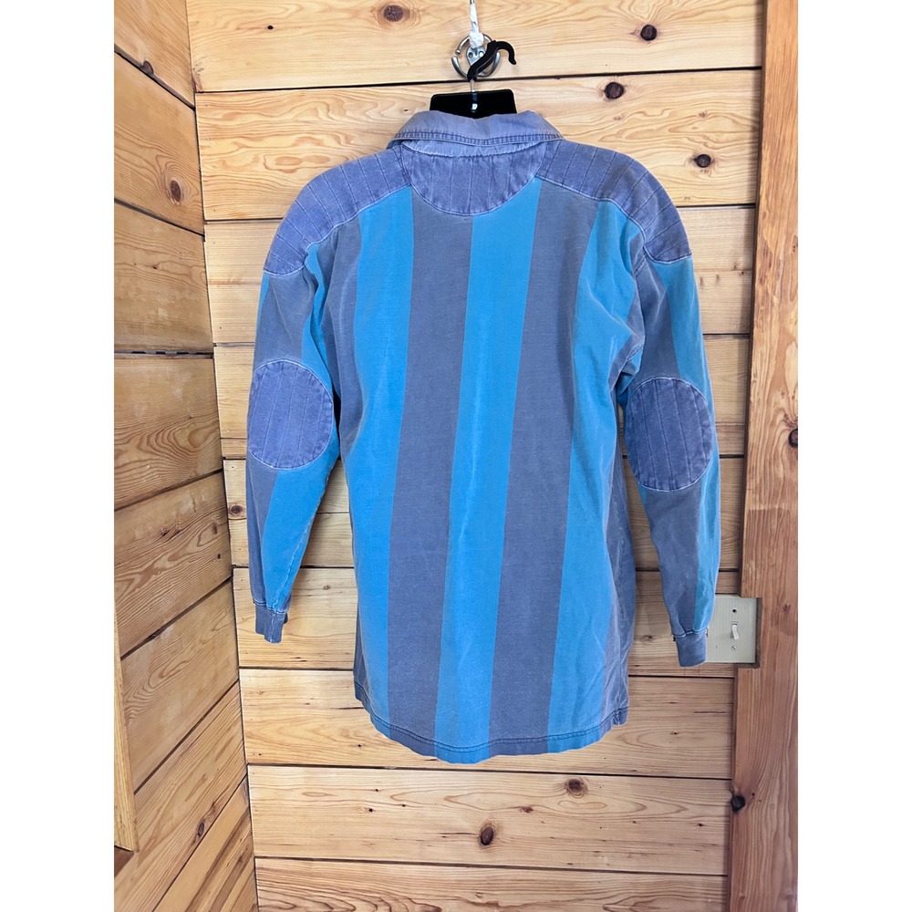 Vintage Rugby Shirt Mens Large Blue Striped Padded Compagnie Des Athletiques - Picture 5 of 9